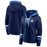 Sweat à capuche lacets Fanatics bleu marine Winnipeg Jets pour femme