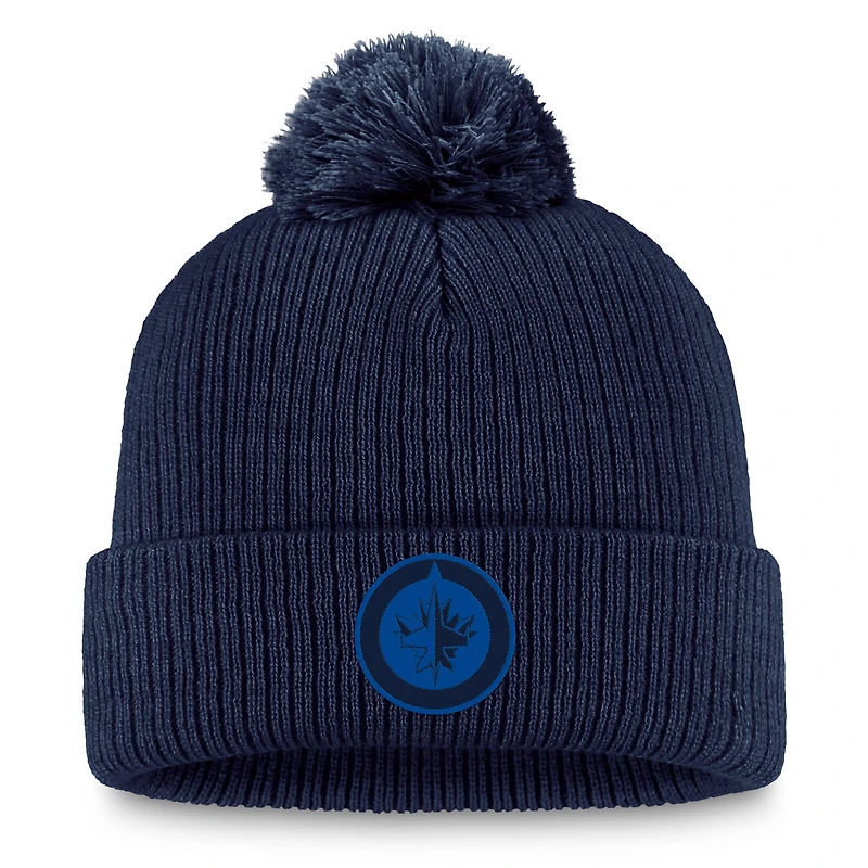 Bonnet en tricot à revers avec pompon pour femme Fanatics Navy Winnipeg Jets Combo Pack
