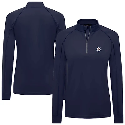 Women's Levelwear Navy Winnipeg Jets Kinetic Insignia Core Raglan Quarter-Zip Top