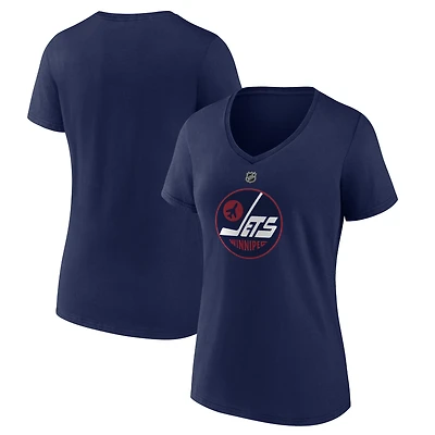 Women's  Navy Winnipeg Jets Alternate Logo V-Neck T-Shirt