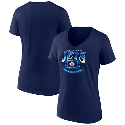 Women's  Navy Winnipeg Jets Slapshot V-Neck T-Shirt