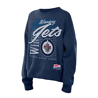 Women's New Era  Navy Winnipeg Jets Boxy Mineral Wash Dolman Sleeve Cropped Sweatshirt