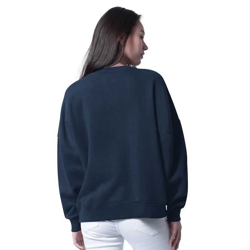 Women's Starter Navy Winnipeg Jets Feud Fleece Sweatshirt