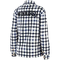 Women's WEAR by Erin Andrews Oatmeal Winnipeg Jets Plaid Button-Up - Shirt Jacket