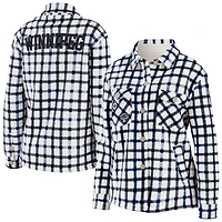 Women's WEAR by Erin Andrews Oatmeal Winnipeg Jets Plaid Button-Up - Shirt Jacket