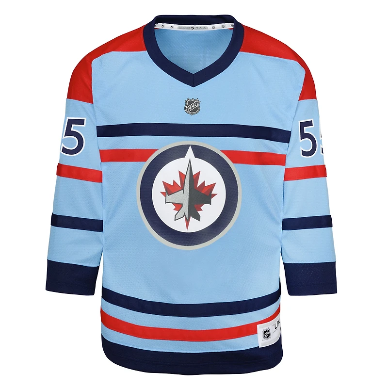 Maillot de joueur réplique anniversaire des Jets Winnipeg bleu clair Mark Scheifele pour jeunes