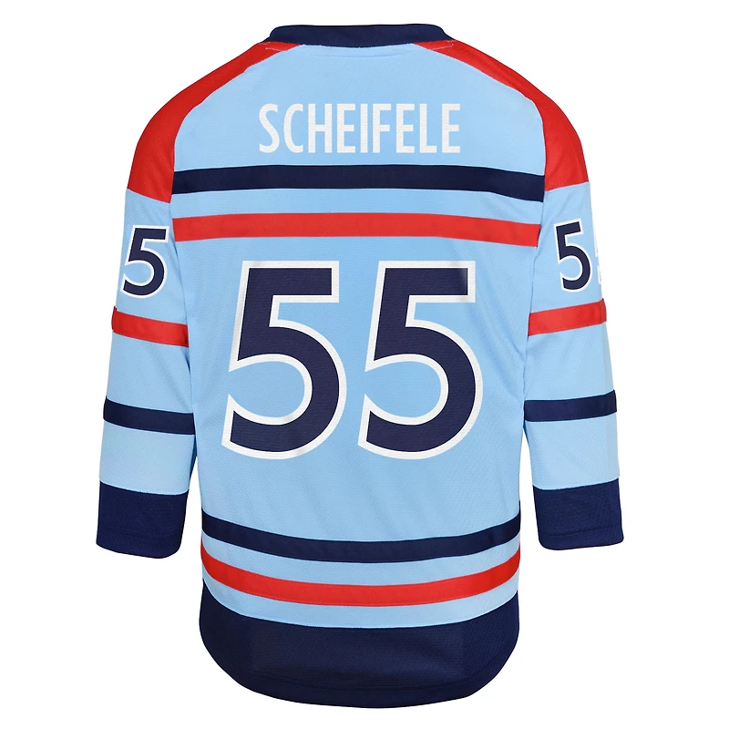 Maillot de joueur réplique anniversaire des Jets Winnipeg bleu clair Mark Scheifele pour jeunes