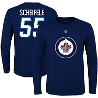 Youth Mark Scheifele Navy Winnipeg Jets Authentic Stack Name & Number - T-shirt à manches longues
