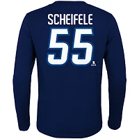 Youth Mark Scheifele Navy Winnipeg Jets Authentic Stack Name & Number - T-shirt à manches longues