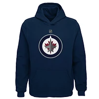 Youth Outerstuff Navy Winnipeg Jets Primary Logo Pullover Hoodie