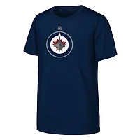 T-shirt Outerstuff bleu marine avec logo principal des Jets de Winnipeg pour jeunes