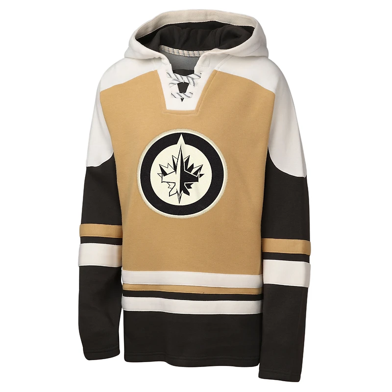 Youth Outerstuff Tan Winnipeg Jets Ageless Raglan V-Neck Hoodie
