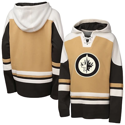 Youth Outerstuff Tan Winnipeg Jets Ageless Raglan V-Neck Hoodie