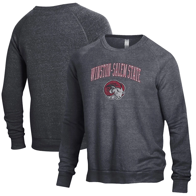 Sweat-shirt raglan noir chiné pour homme, motif Winston-Salem State Rams, The Champ