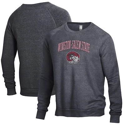 Men's Alternative Apparel Heathered Black Winston-Salem State Rams The Champ Raglan Pullover Sweatshirt