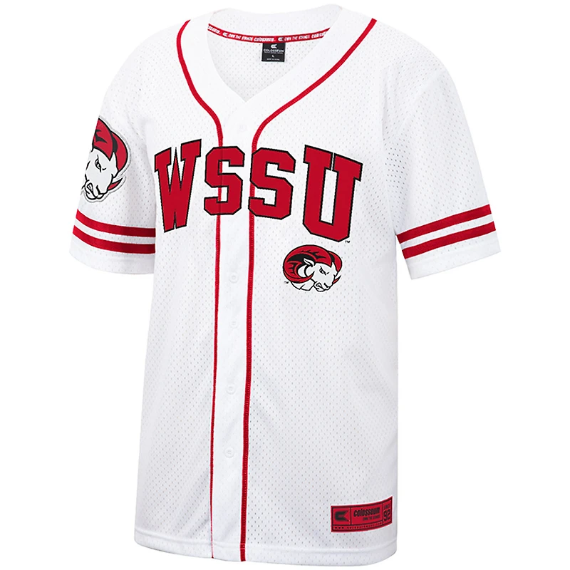 Men's Colosseum White Winston-Salem State Rams Free Spirited Mesh Button-Up Baseball Jersey