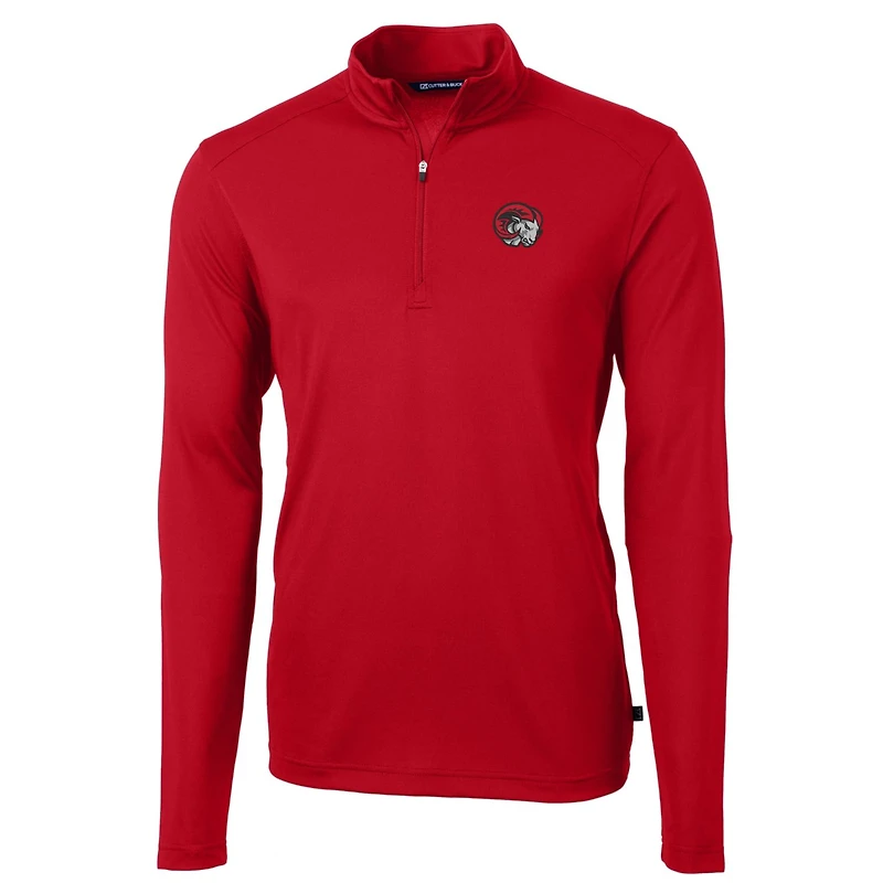 Pull zippé en piqué écologique recyclé pour homme, couleur rouge, de la collection Winston-Salem State Rams, Virtue, Coupeur et Buck, Grandes Tailles
