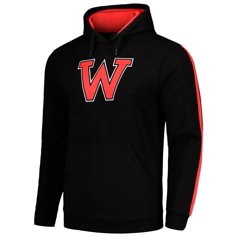 Sweat à capuche surdimensionné rayures FISLL pour hommes, noir, Winston-Salem State Rams