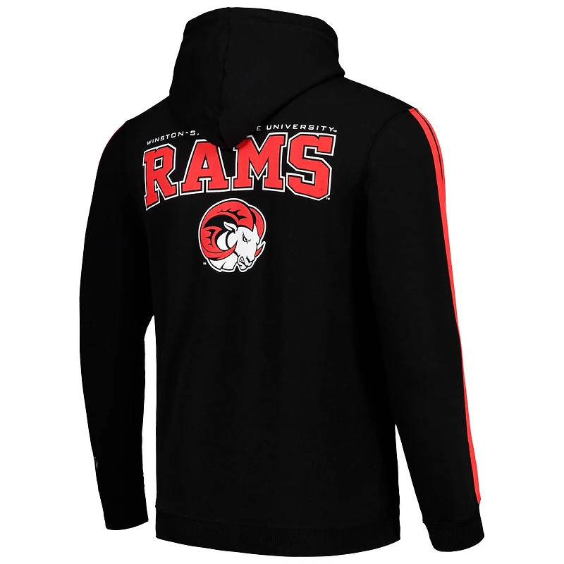 Sweat à capuche surdimensionné rayures FISLL pour hommes, noir, Winston-Salem State Rams