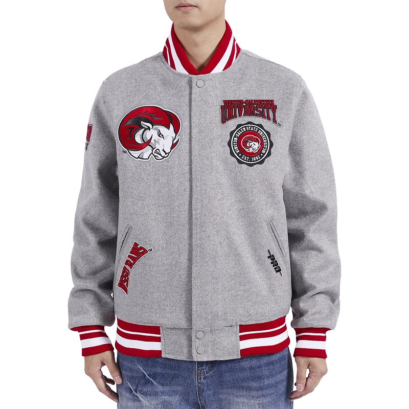 Veste entièrement zippée en laine Pro Standard pour hommes, gris chiné, Winston-Salem State Rams Crest