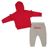 Girls Infant Colosseum Red Wisconsin Badgers Patches Fleece Pullover Hoodie and Pants Set