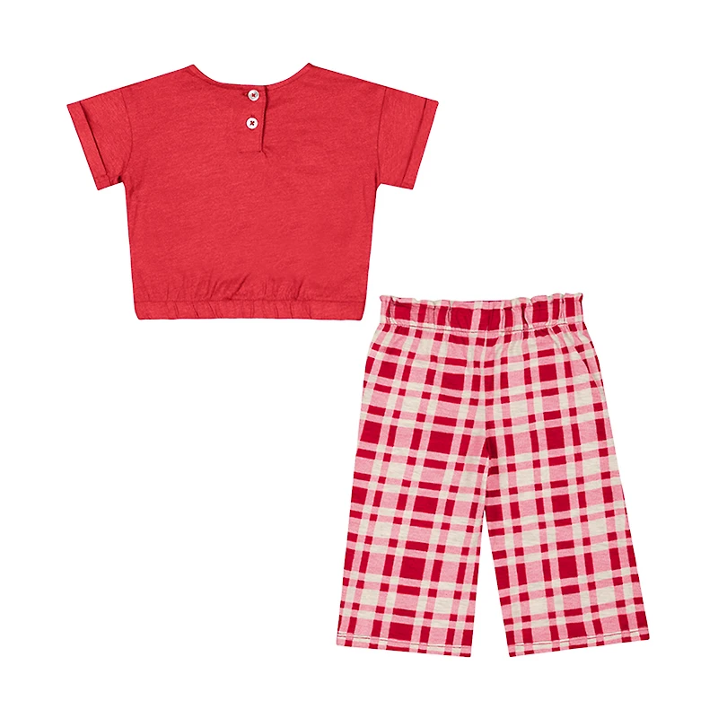 Girls Infant Colosseum Red Wisconsin Badgers Sky Castle Two-Piece T-Shirt and Pants Set