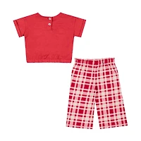 Girls Infant Colosseum Red Wisconsin Badgers Sky Castle Two-Piece T-Shirt and Pants Set