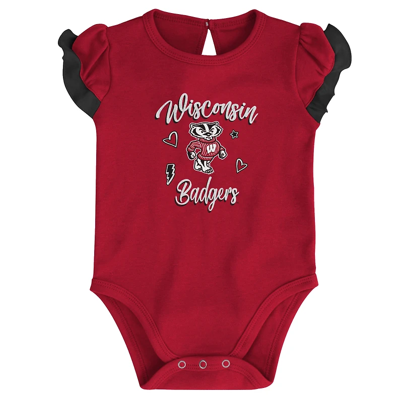 Ensemble deux pièces pour nouveau-né et nourrisson rouge/noir Wisconsin Badgers Too Much Love