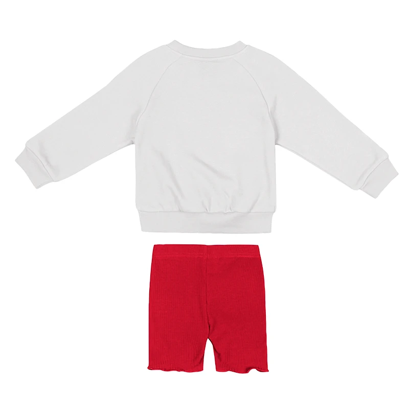 Girls Toddler Colosseum  White/Red Wisconsin Badgers Beta Fleece Sweatshirt and Shorts Set