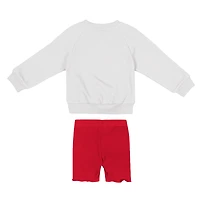 Girls Toddler Colosseum  White/Red Wisconsin Badgers Beta Fleece Sweatshirt and Shorts Set