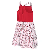 Girls Youth Colosseum Red/White Wisconsin Badgers Robin Floral Dress