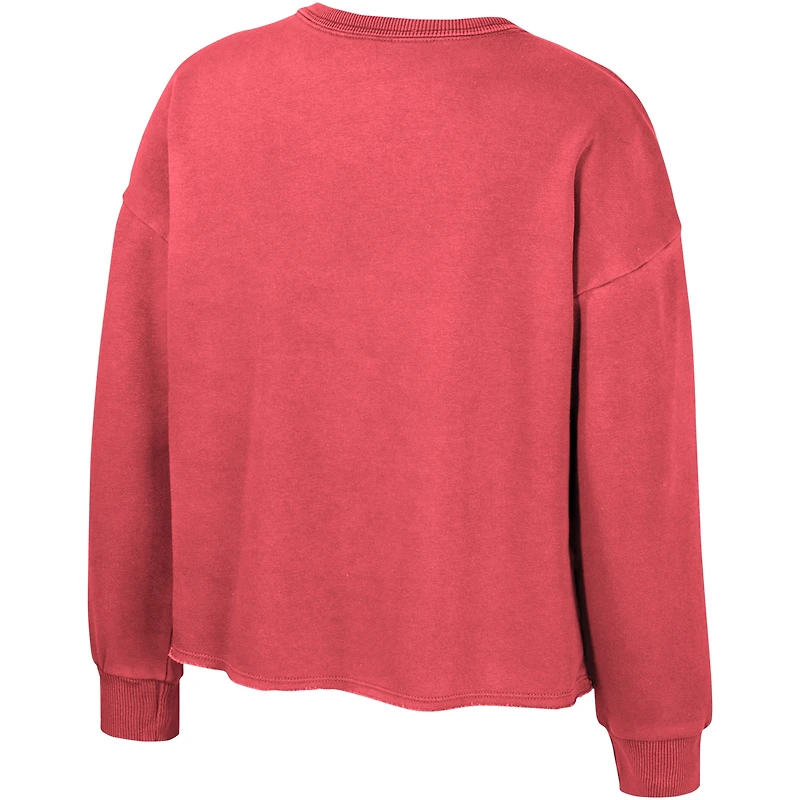 Sweat-shirt à col rond en polaire délavé Audrey des Badgers du Wisconsin, rouge Colosseum pour filles