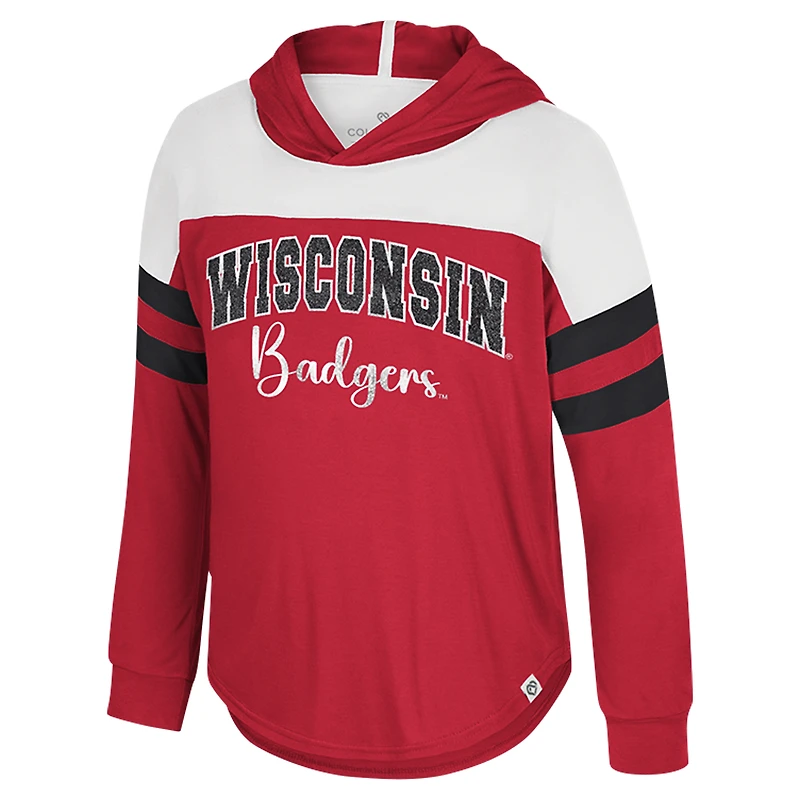 Girls Youth Colosseum Red Wisconsin Badgers Reflection Hoodie Long Sleeve T-Shirt