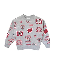 Girls Youth Gameday Couture  Heather Gray Wisconsin Badgers Always On Repeat Pullover Sweatshirt