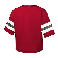 Girls Youth Red Wisconsin Badgers Grid Iron V-Neck T-Shirt