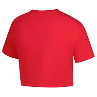 Girls Youth ZooZatz Red Wisconsin Badgers Laurels Tri-Blend Cropped T-shirt