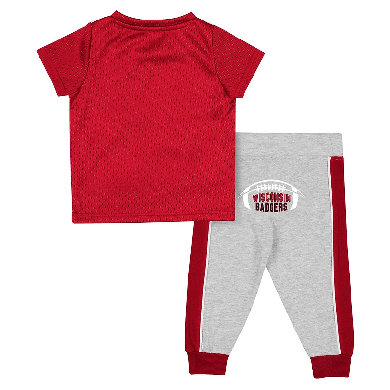 Infant Colosseum Red/Heather Gray Wisconsin Badgers Ka-Boot-It Jersey & Pants Set
