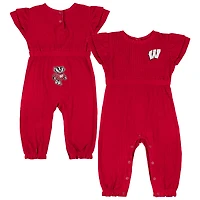 Infant Colosseum Red Wisconsin Badgers Beautopia Waffle Knit Romper