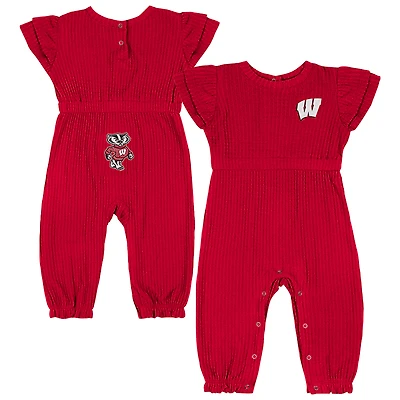 Infant Colosseum Red Wisconsin Badgers Beautopia Waffle Knit Romper