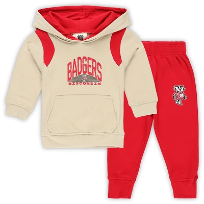 Infant Wes & Willy Wisconsin Badgers Colorblock Pullover Hoodie and Sweatpants Set