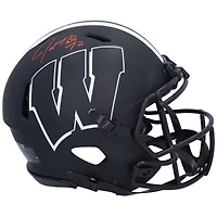 Casque authentique Riddell Eclipse Alternate Speed ​​autographié par Joe Thomas des Wisconsin Badgers