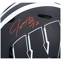 Casque authentique Riddell Eclipse Alternate Speed ​​autographié par Joe Thomas Wisconsin Badgers