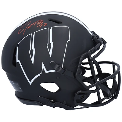 Casque authentique Riddell Eclipse Alternate Speed autographié par Joe Thomas des Wisconsin Badgers