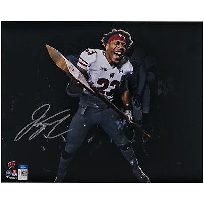 Photographie de pagaie Spotlight autographiée par Jonathan Taylor des Wisconsin Badgers (16 x 20 pouces)