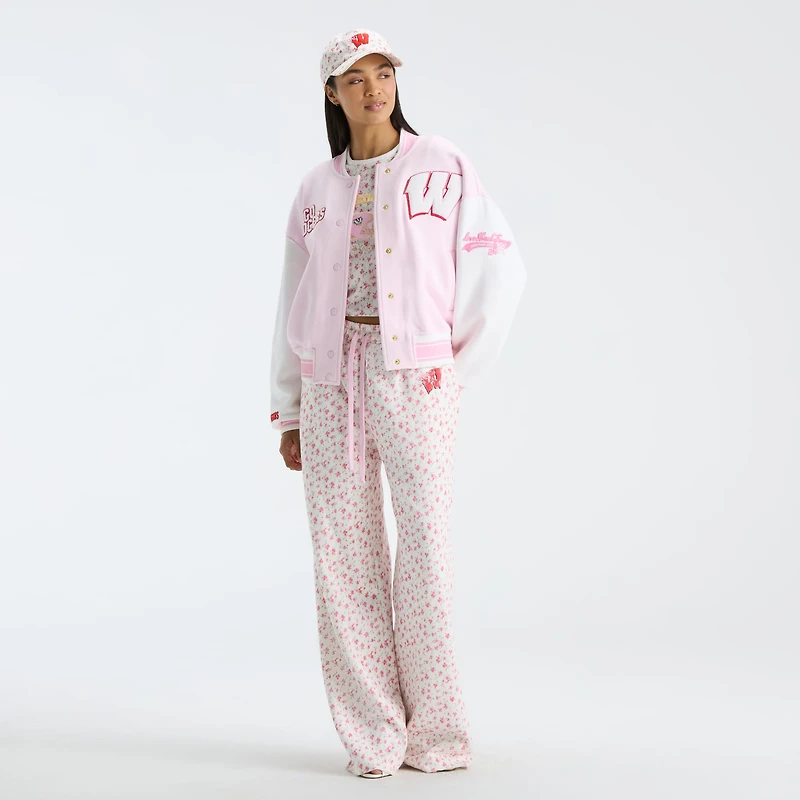 Veste universitaire rose à boutons-pression LoveShackFancy pour femme