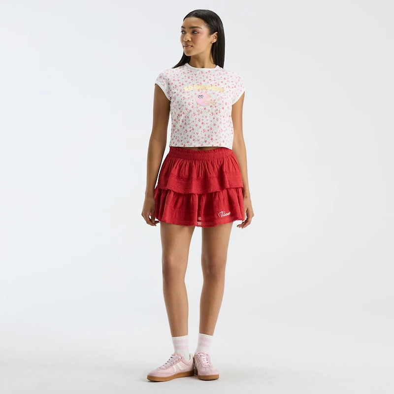 LoveShackFancy Women's Red Wisconsin Badgers Ruffle Mini Skirt