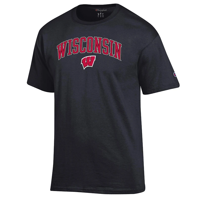 Men's Champion  Black Wisconsin Badgers Arched Logo T-Shirt