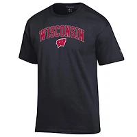 Men's Champion  Black Wisconsin Badgers Arched Logo T-Shirt