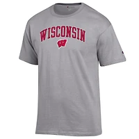 Men's Champion  Heather Gray Wisconsin Badgers Arch Over Logo T-Shirt