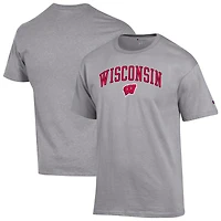 Men's Champion  Heather Gray Wisconsin Badgers Arch Over Logo T-Shirt